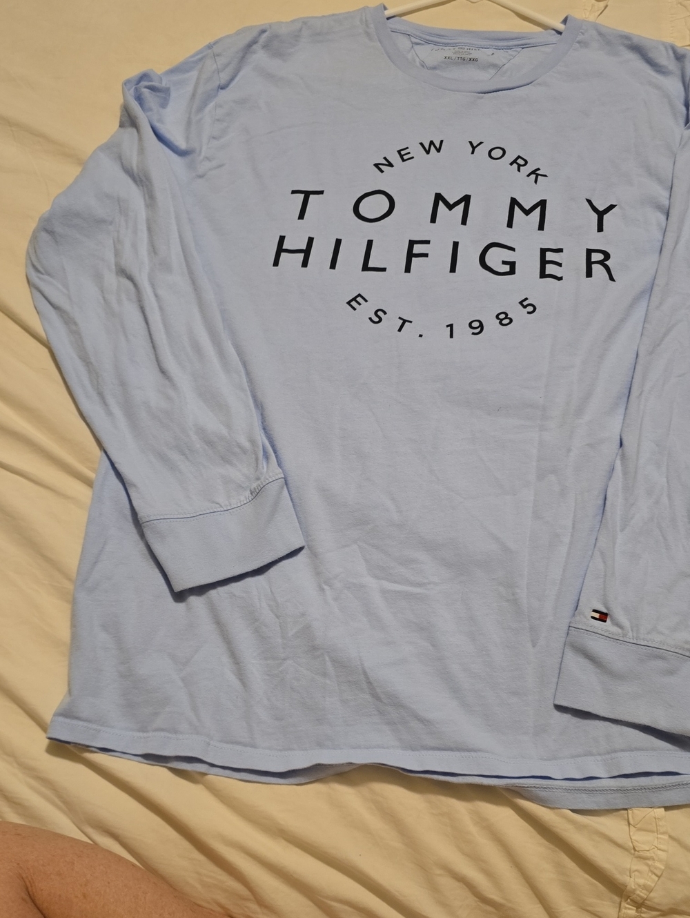 Tommy Hilfiger Light Blue Long Sleeve Logo Tee. Mint Condition.